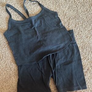 No Boundaries Charcoal Ribbed Tank and Shorts Set